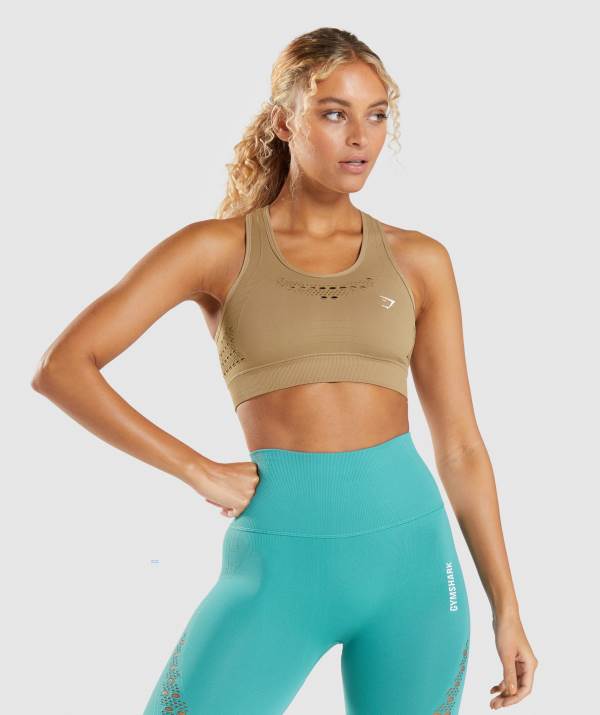 Damske Športové Podprsenky Gymshark Energy Seamless Hnede | CR9264571